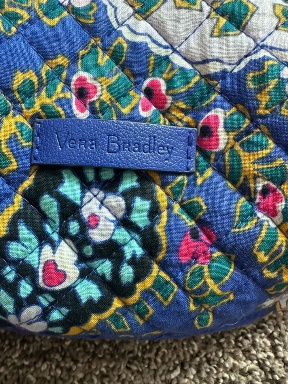 Vera Bradley Blue Paisley Quilted Cosmetic Makeup Bag Travel Organizer